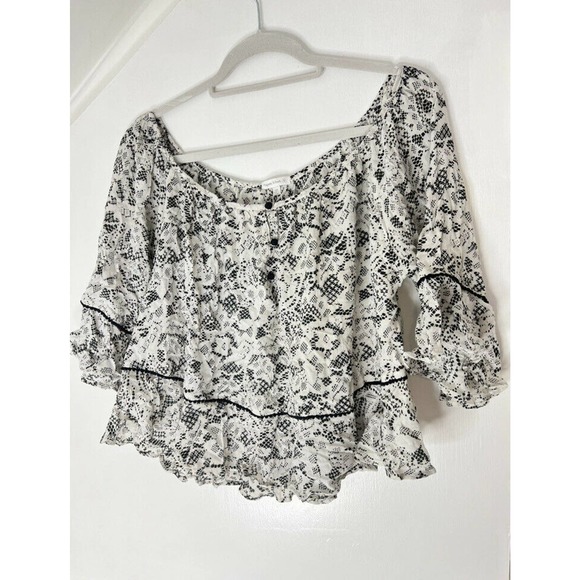 Poupette St Barth Eva V Print Mini Blouse one size MSRP $235 - Picture 8 of 9